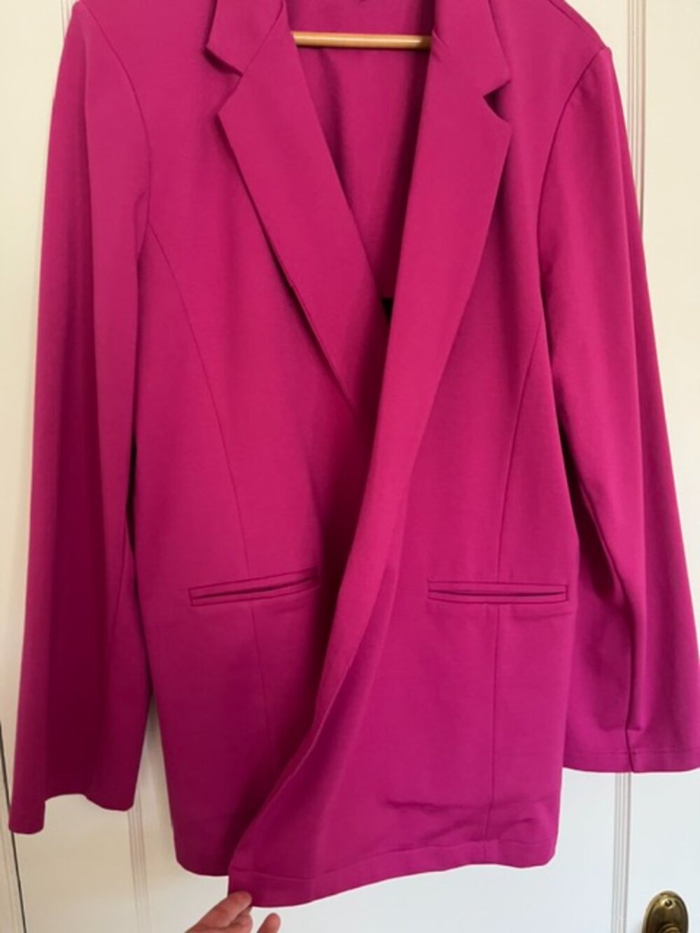 Ripley Rader Ponte Knit Oversized Blazer in Magenta | Size Large - Picture 4 of 10